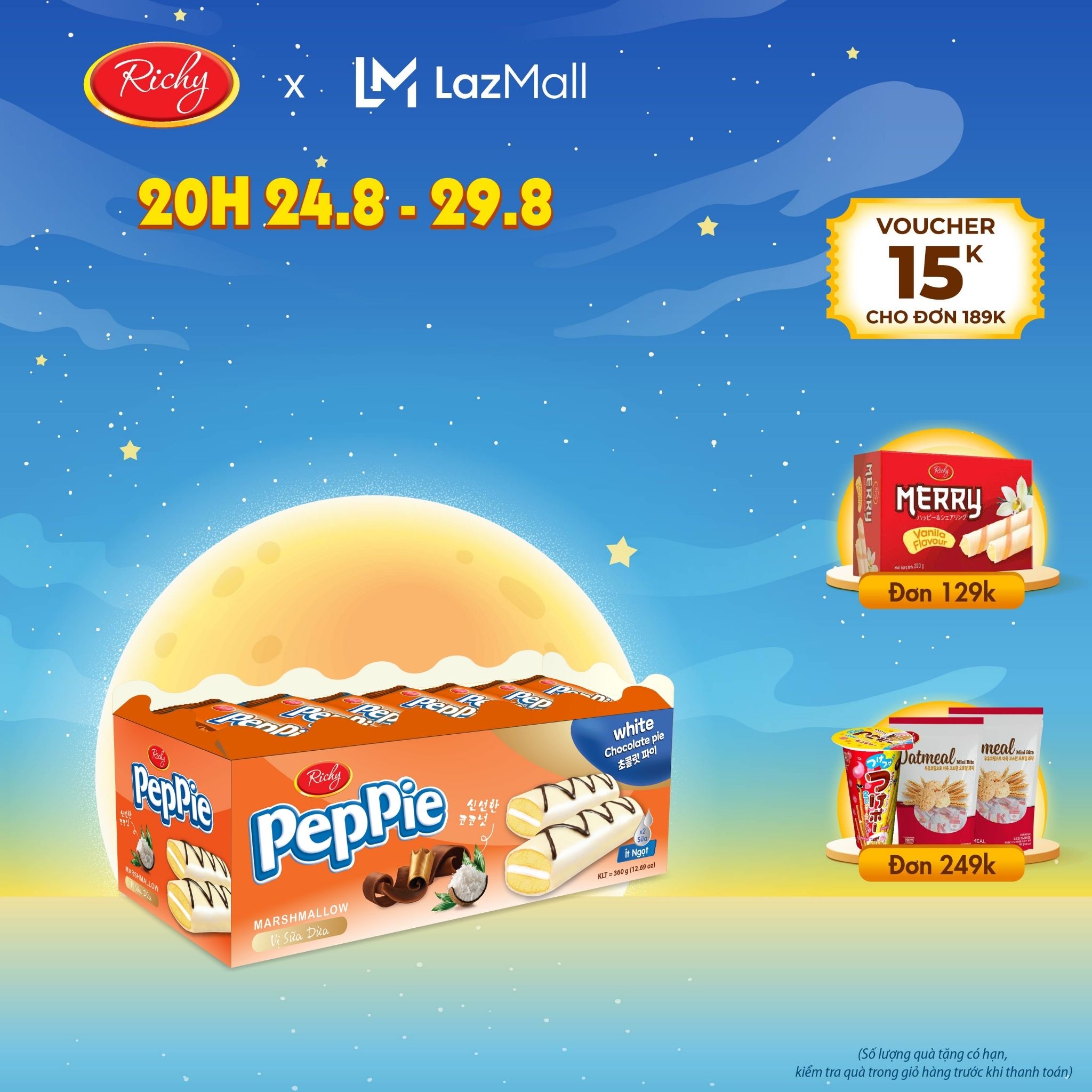 Bánh Peppie Richy Khay 360g vị sữa dừa
