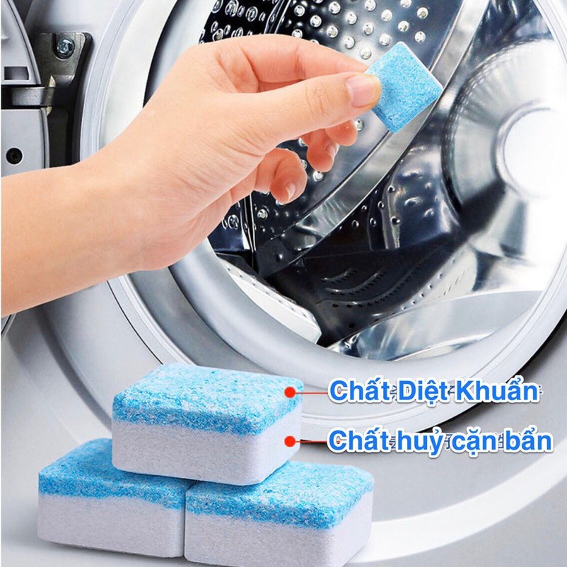 Hộp 12 viên Tẩy vệ sinh lồng máy giặt cửa trước cửa trên, diệt vi khuẩn, tẩy sạch cặn bẩn lồng giặt