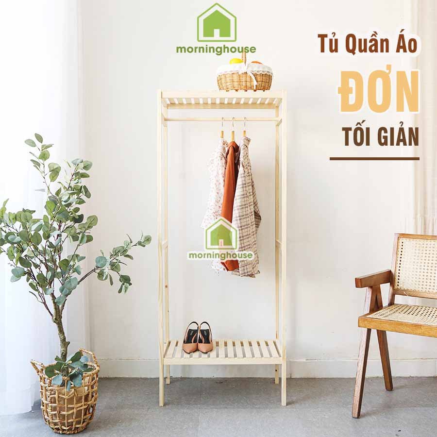 Tủ quần áo decor phòng ngủ Morning House -Tháo lắp dễ dàng, treo đồ tiện lợi và gọn gàng hơn, gỗ nguyên khối chắc chắn. Kích thước 50x150 cm.