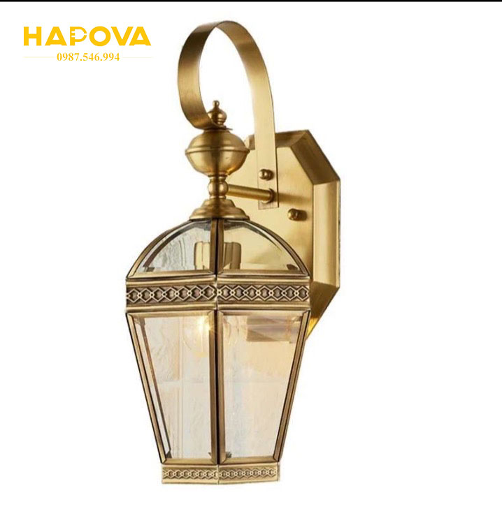 Đèn treo tường ngoài trời trang trí cột cổng bằng Đồng HAPOVA DGT 1003 + Tặng bóng Edison