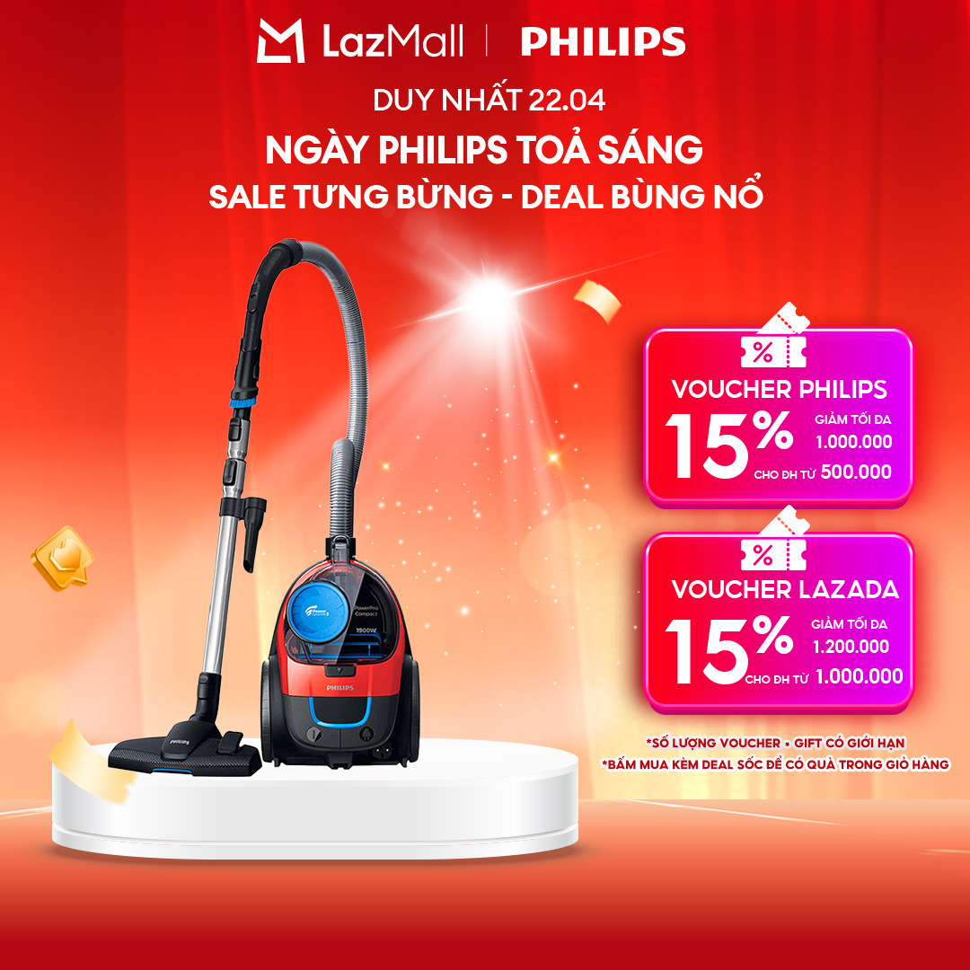 Máy Hút Bụi Philips FC9351/01 1900W - Hàng Phân Phối Chính Hãng - Đầu Hút Multi Clean - Bộ Lọc Hepa 10 Có Thể Rửa