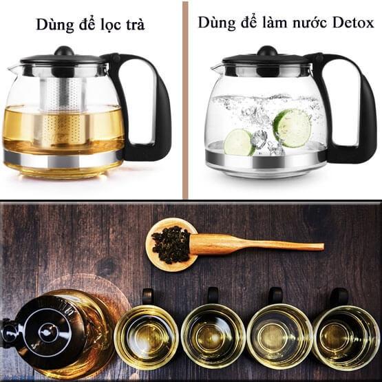 Bộ bình lọc trà kèm 4 ly thuỷ tinh cao cấp có hộp