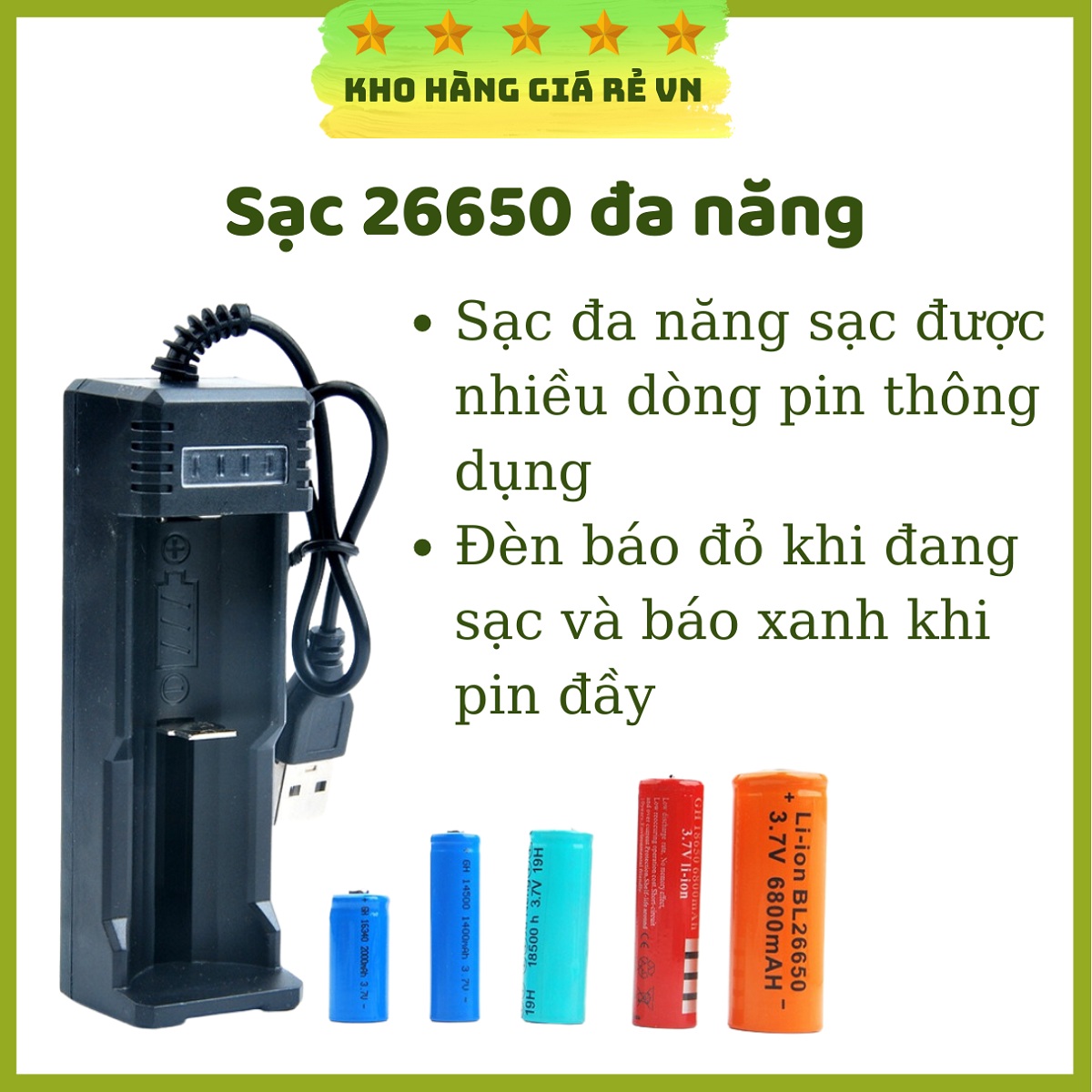 Bộ sạc pin Lithium 3,7v đến 4,2V đa năng có đèn báo sạc