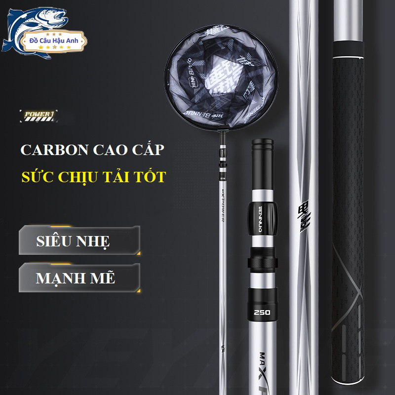 Vợt cá carbon Bennou vợt cá cao cấp chuyên dụng câu đài KK18 Hậu Anh FISHING