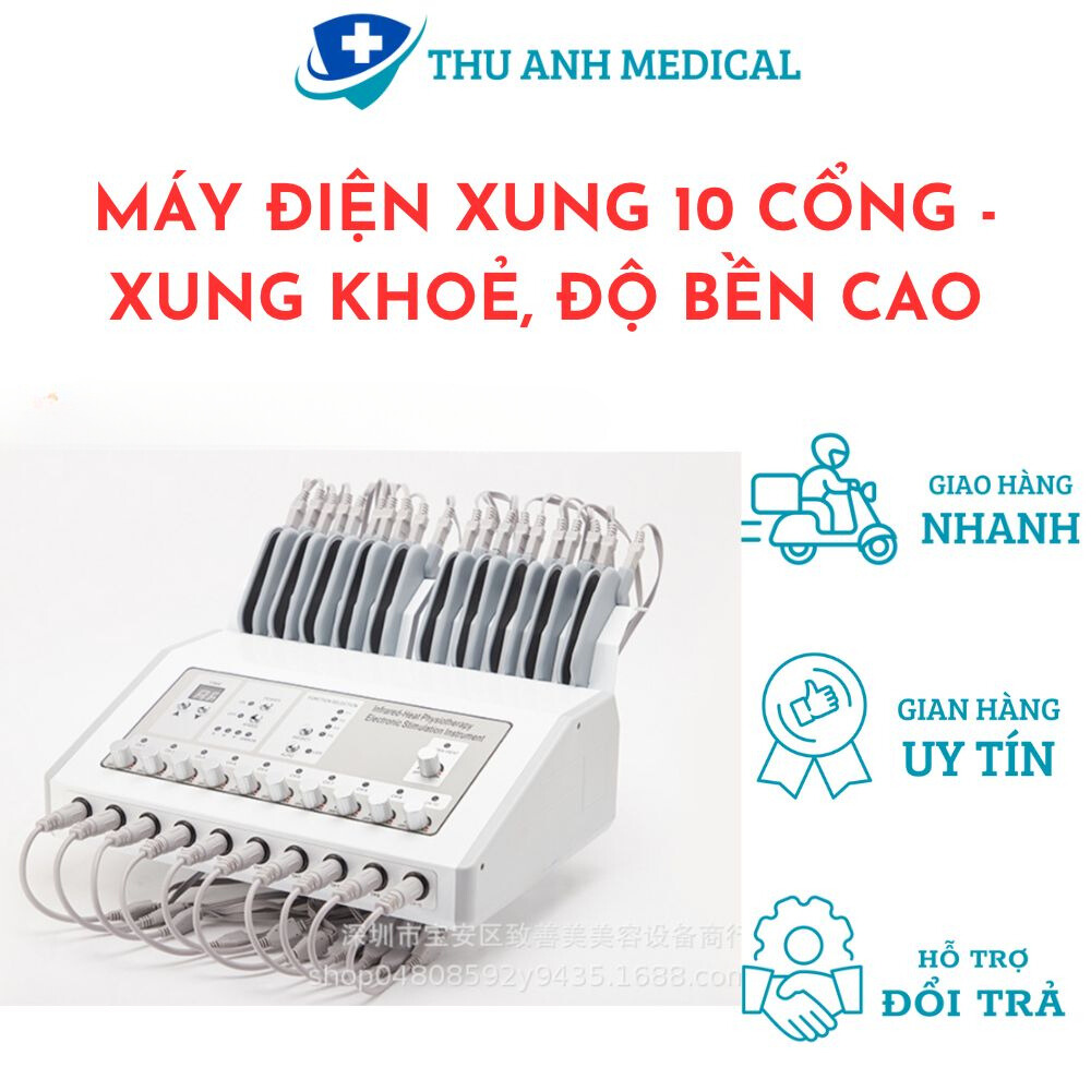 Máy điện xung trung tần 10 cổng kèm nhiệt - model zsm - 095 - độ bền cao - xung khỏe