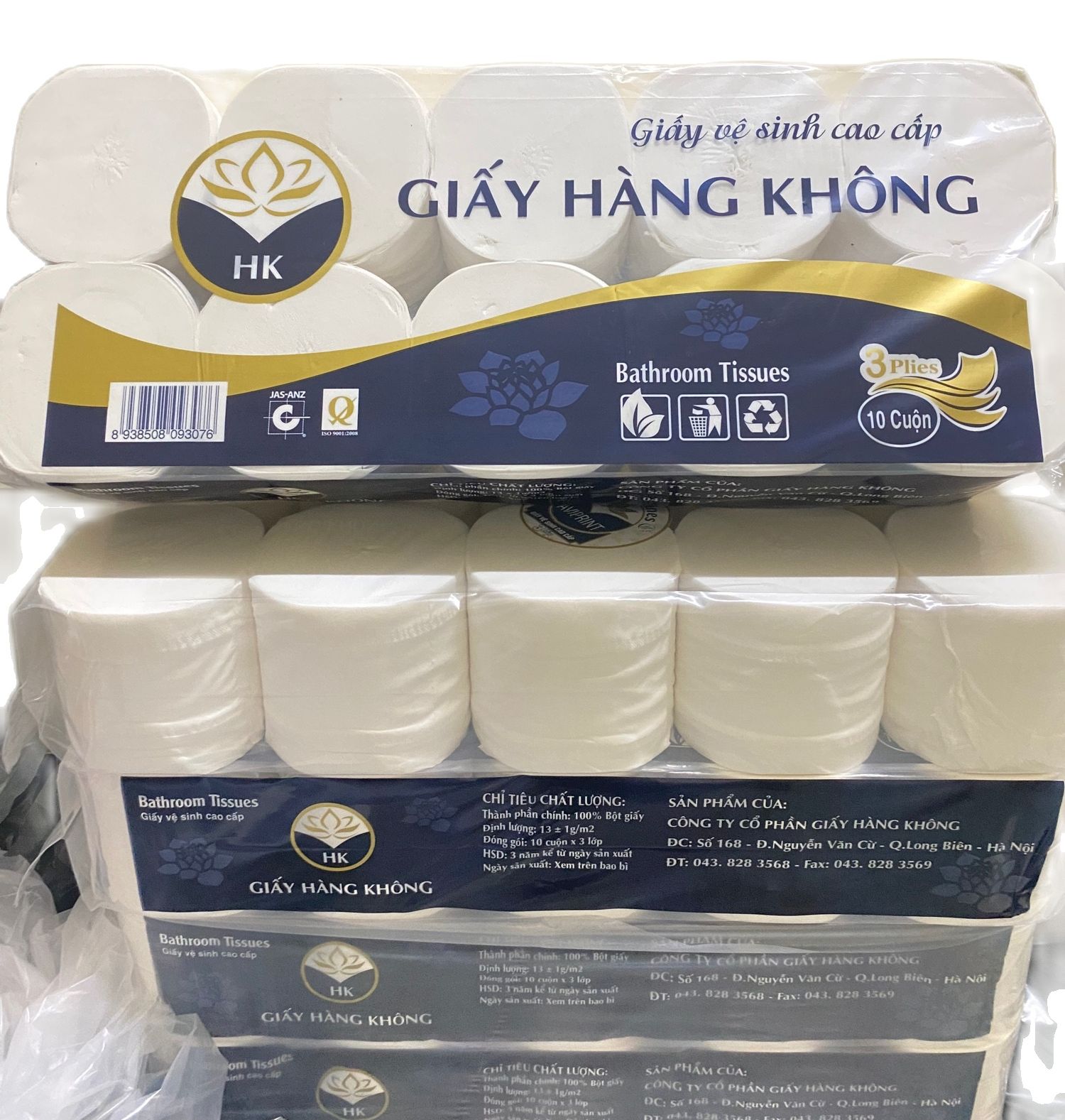 COMBO 2 LỐC 20 CUỘN GIẤY VỆ SINH LỤA HK 1.2KG 4 LỚP MỀM MỊN, DAI(MUA 2 LỐC TẶNG KHẨU TRANG KF94)