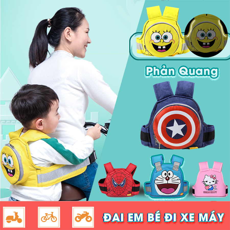 Đai đi xe máy cho bé địu em bé ghế ngồi xe máy đai xe an toàn ngồi ghế chở bé nịt trước sau - automatik