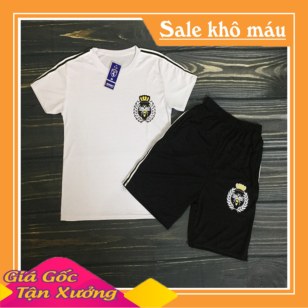 Bộ Hè Nam Xọc Kẻ Vai, In Logo ,Thời Trang, Đẹp Mát- GS45