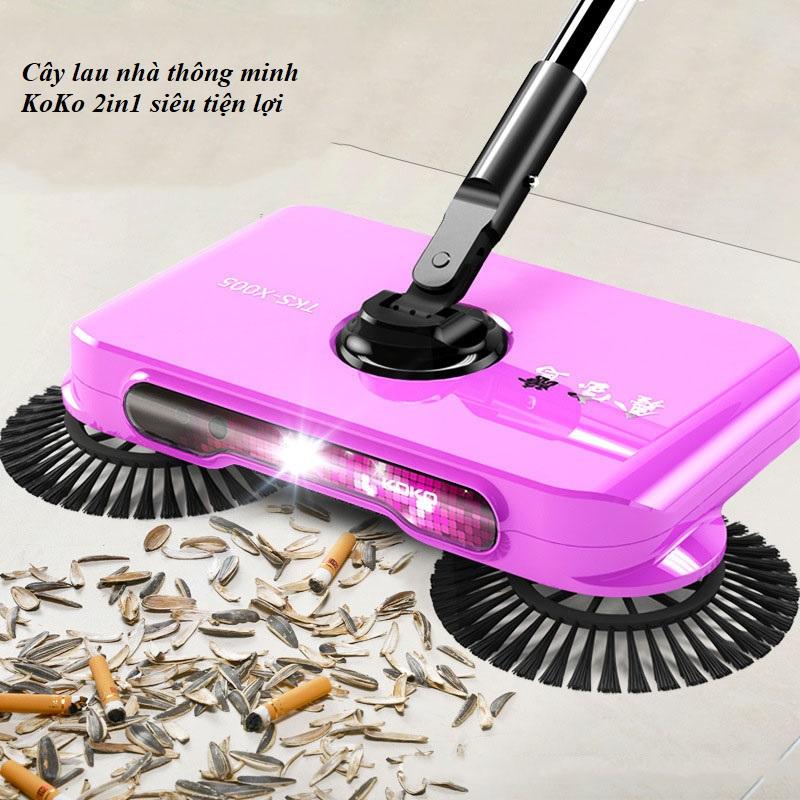 Chổi quét nhà, Cây lau nhà, Chổi lau nhà tự động, Chổi quét nhà dọn dẹp vệ sinh, Dụng cụ vệ sinh nhà cửa, Cây lau nhà thông minh KoKo 2in1 quét rác kiêm luôn hót rác nha, chất lượng đảm bảo loại tốt