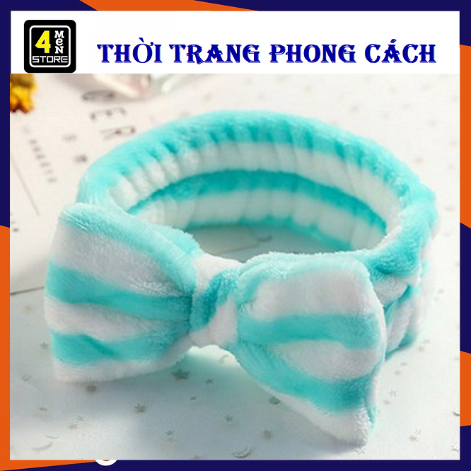 [HCM]⚡ Băng Đô Nơ Cao Cấp Xanh Lá Sọc Trắng - Dày Chắc Chắn Mềm Mịn - Siêu Cute ??????