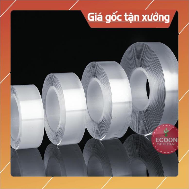 Băng keo - băng dính siêu dính nano 2 mặt trong suốt chất liệu silicon, băng keo đa năng
