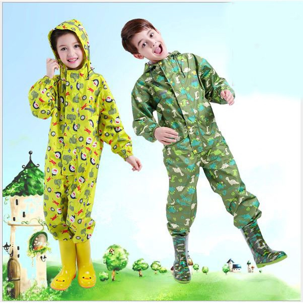 Bộ áo mưa cho bé trai gái nhiều màu sắc ngộ nghĩnh