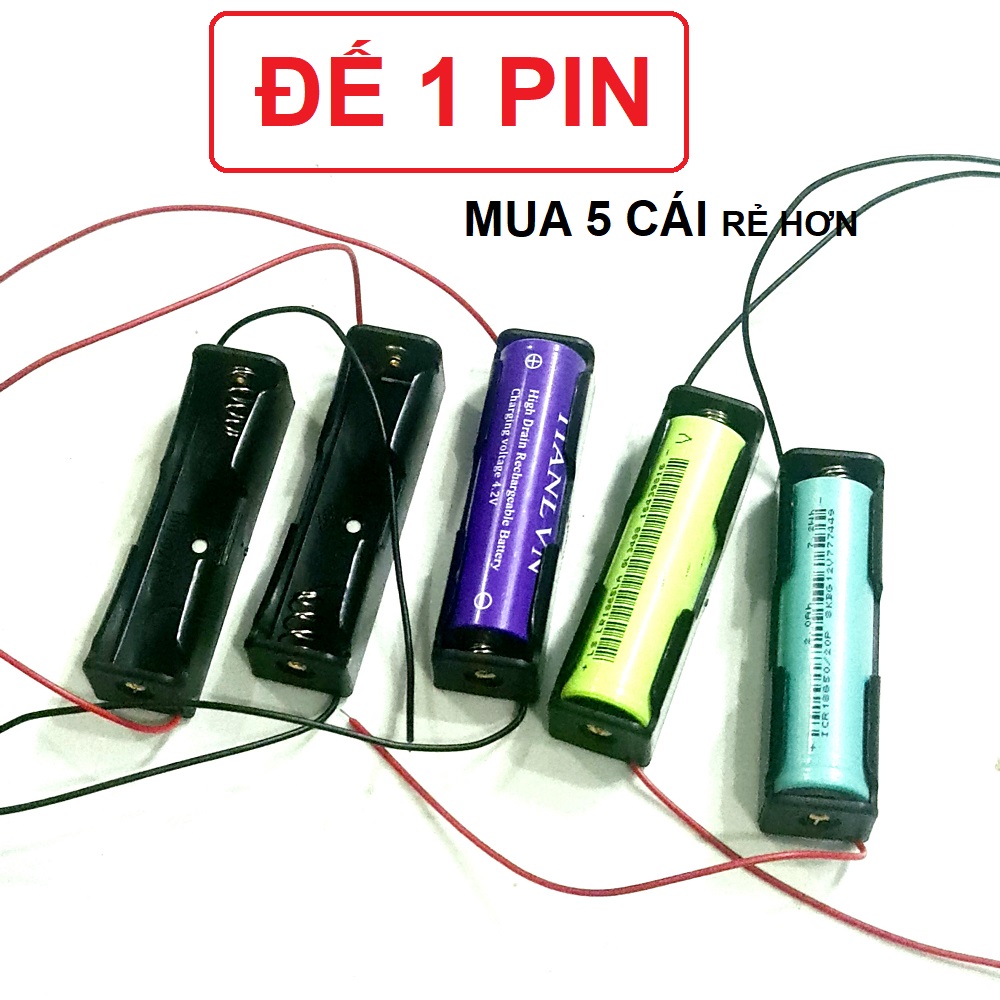 Combo 2-5 cái đế 1 pin vừa cell 18650. hộp đế đựng 1 pin - chuyên dùng chế sạc cell pin 18650 bằng mạch sạc 1s tp4056