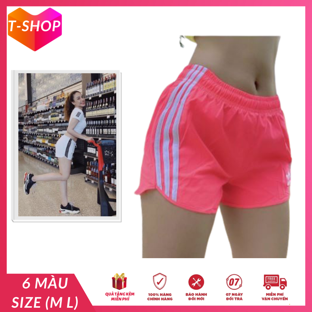 [HCM]quần short tập gym cho nữ dù 2 lớp có thiết kế phối 3 sọc trẻ trung năng động, quần đùi ngắn tập yoga nữ aerobic zumba fitness - CR004