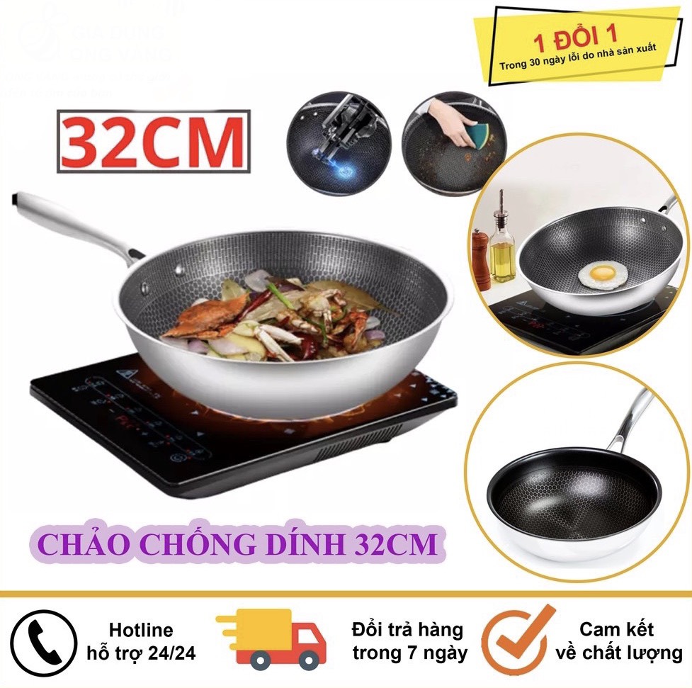 Chảo chống dính inox 304 sâu lòng dạng lưới tổ ong.Giá cực rẻ,.Size cực lớn cho bếp nhà bạn