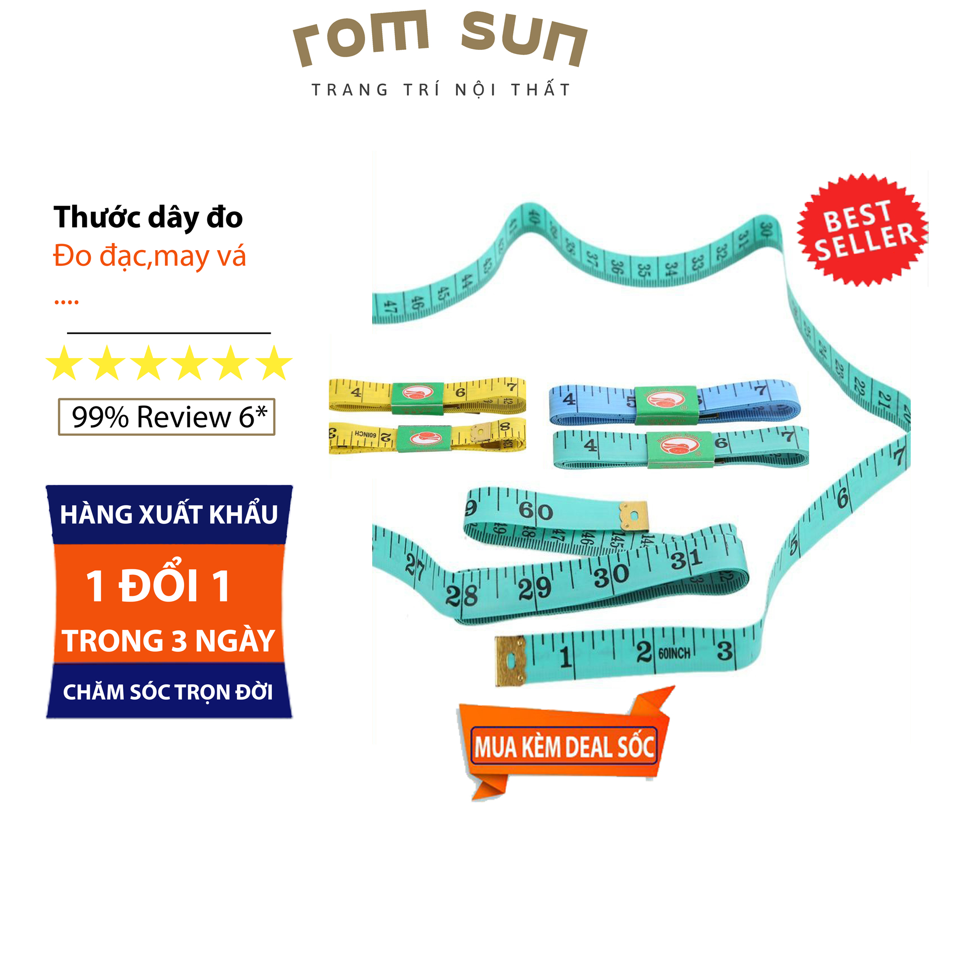 Combo 10 Thước dây, thước thợ may 150cm,Thước dây đo eo,bụng ,đo chiều cao nhiều màu bền đẹp