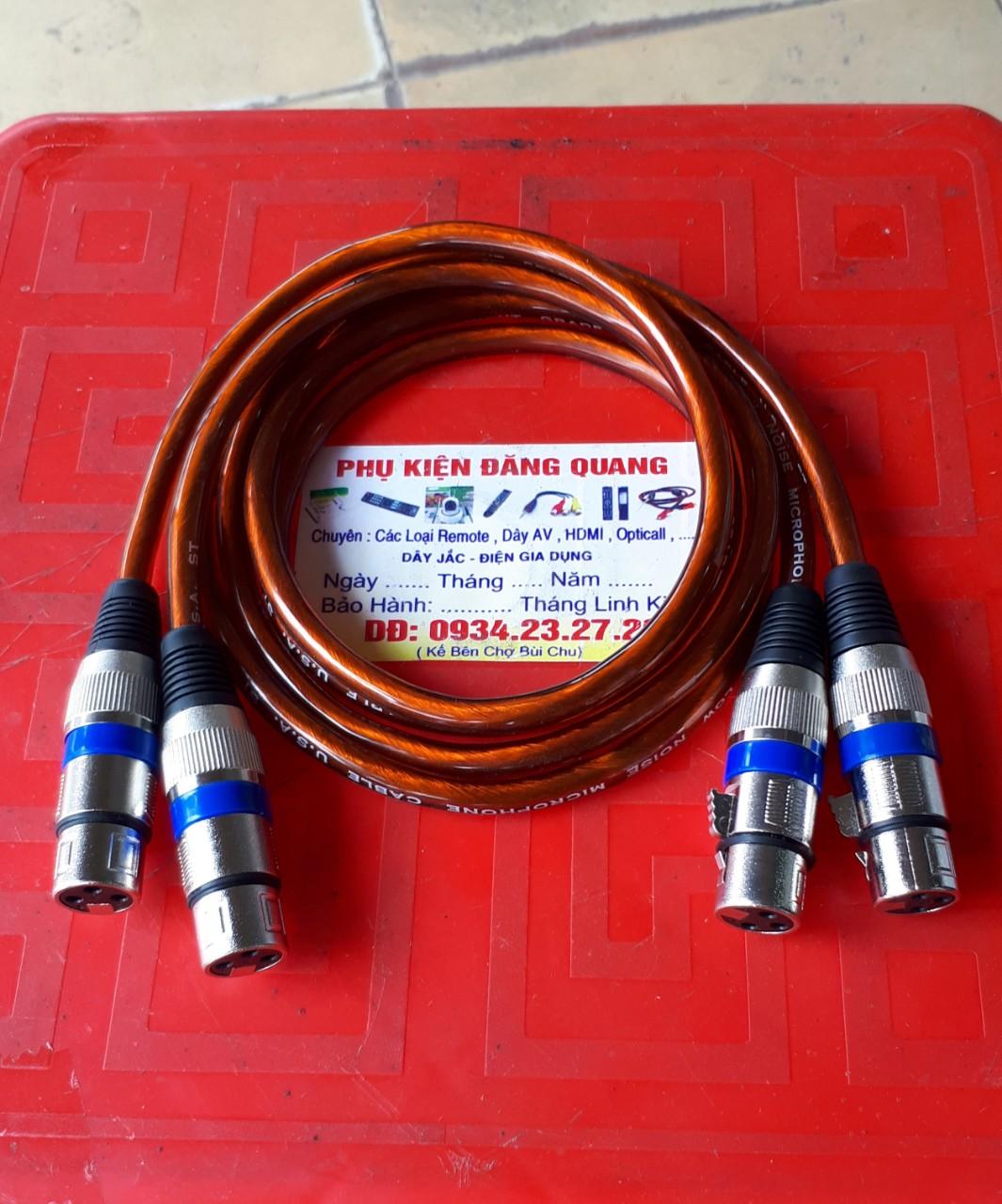 Cặp jack canon CÁI ra canon CÁI dài 1m loại tốt ( usa , canon sọc xanh )