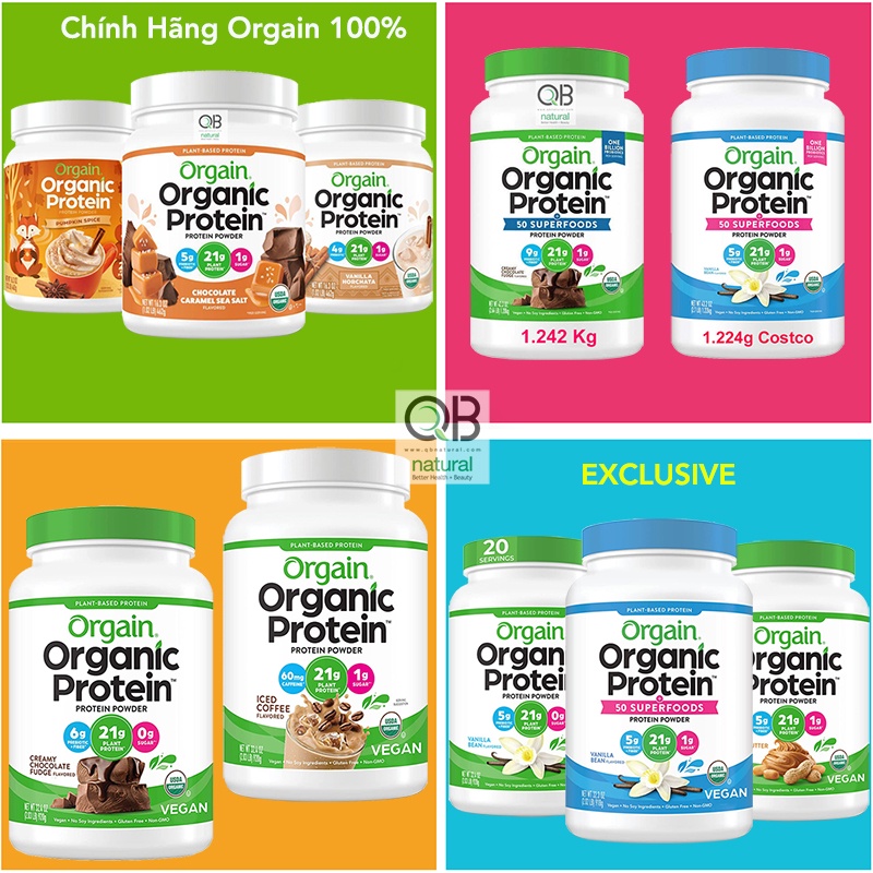 [HCM]Protein Bột Đạm Organic Orgain Protein thực vật hữu cơ Orgain 1.2 ký, 920g Vanilla Vani
