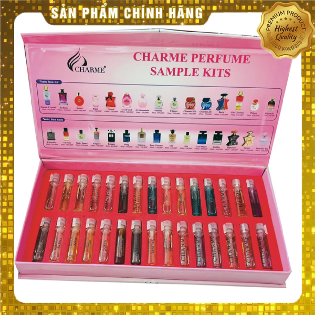   Chính Hãng  Bộ Test Nước Hoa Chamme Sample Kits 30 Mùi Nam Nữ Mẩu Mới 