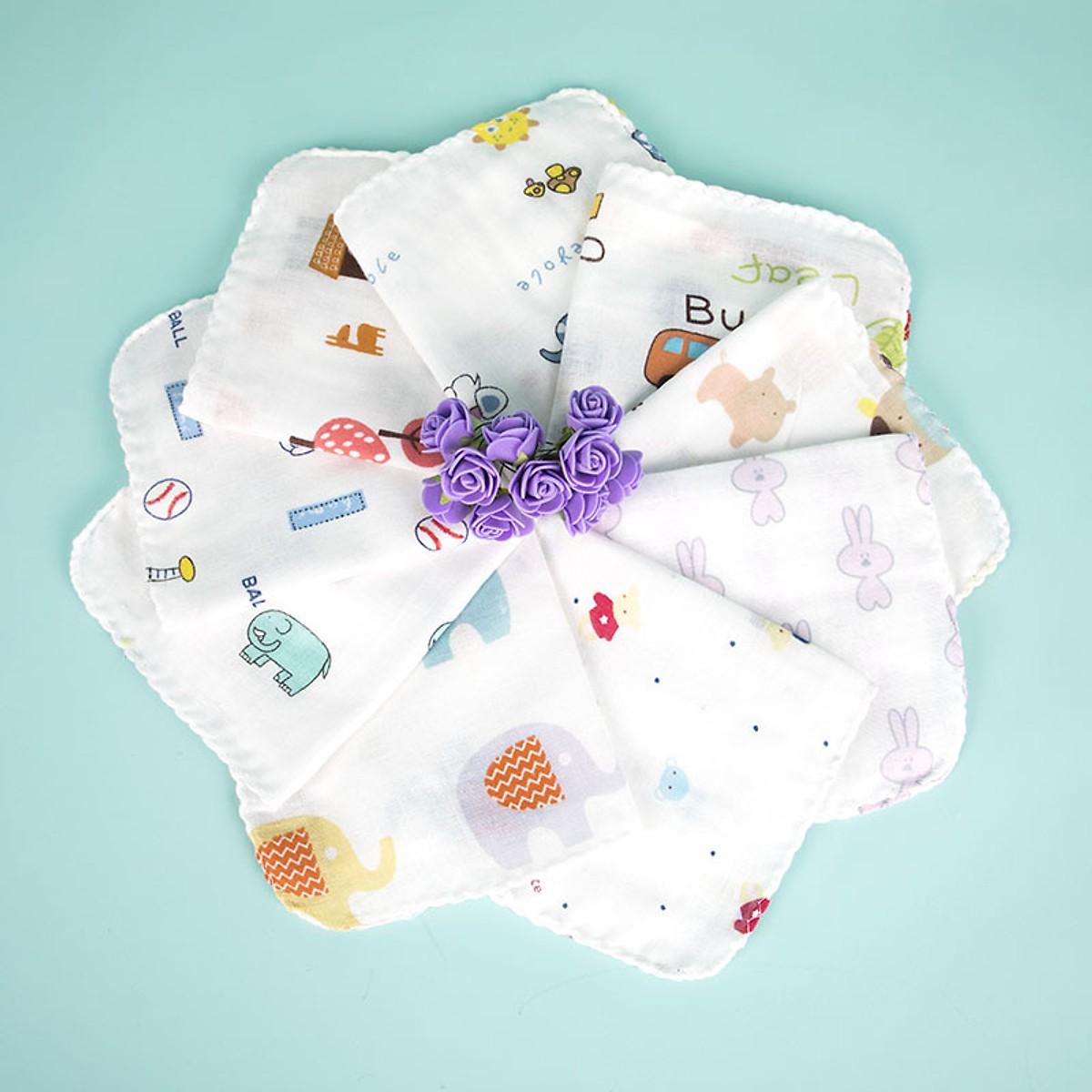 Set 10 khăn xô khăn sữa 2 lớp họa tiết xuất nhật cho bé