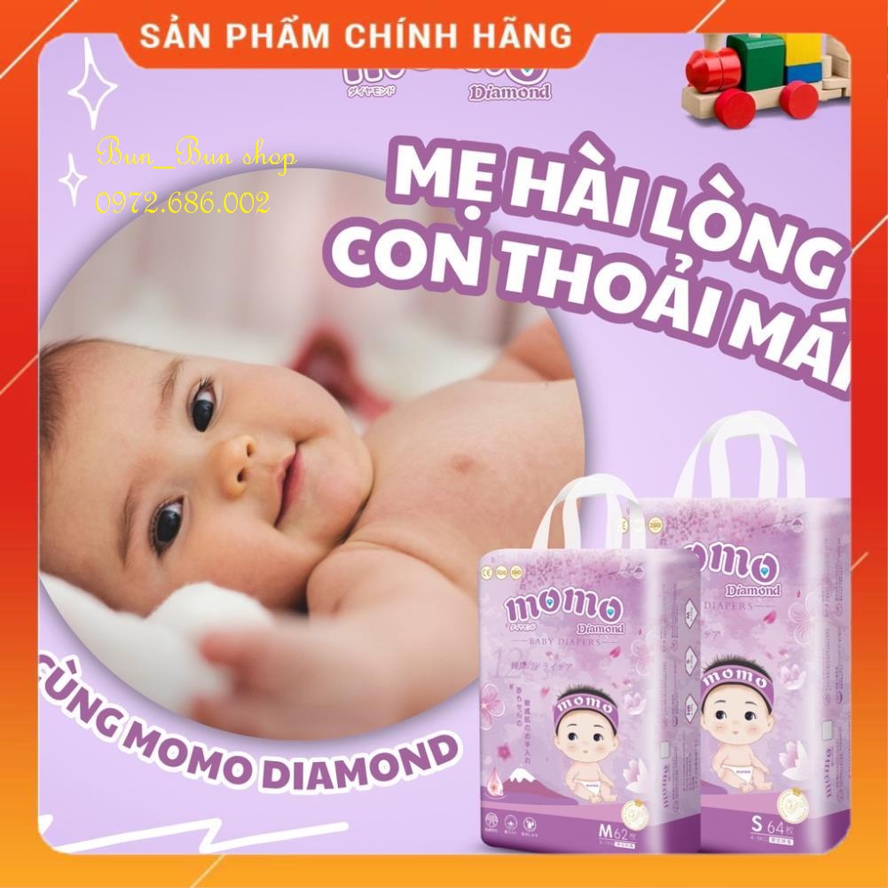 [ Hàng Chính Hãng ] Tã dán / Bỉm quần MOMO DIAMOND ORGANIC  S/64 M/62 L/54 XL/50 XXL/48 XXXL/46  full size Siêu phẩm thấm hút-Mua 2 Tặng 1