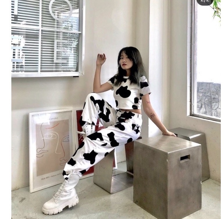 🍓🍓 siêu hot 🍓🍓 áo croptop bò sữa màu trắng hip hop 🐑🐑🐑 y7