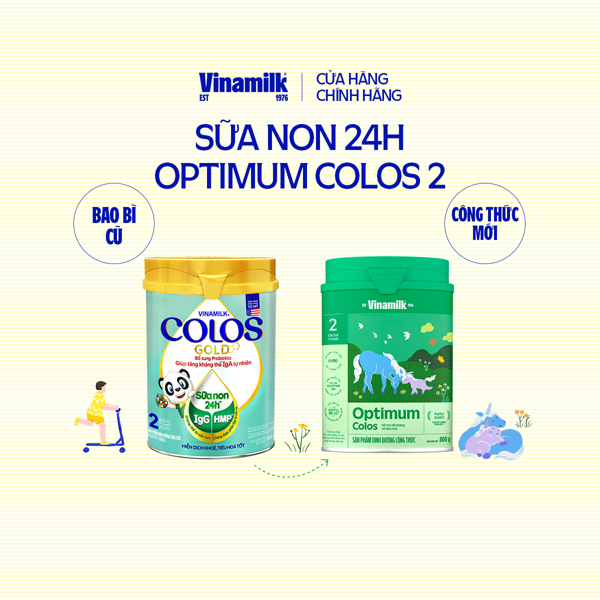 Sữa Non Vinamilk Colos Gold 2 800g (sữa bột cho trẻ từ 1 - 2 tuổi) - Miễn dịch khỏe, Bé lớn nhanh