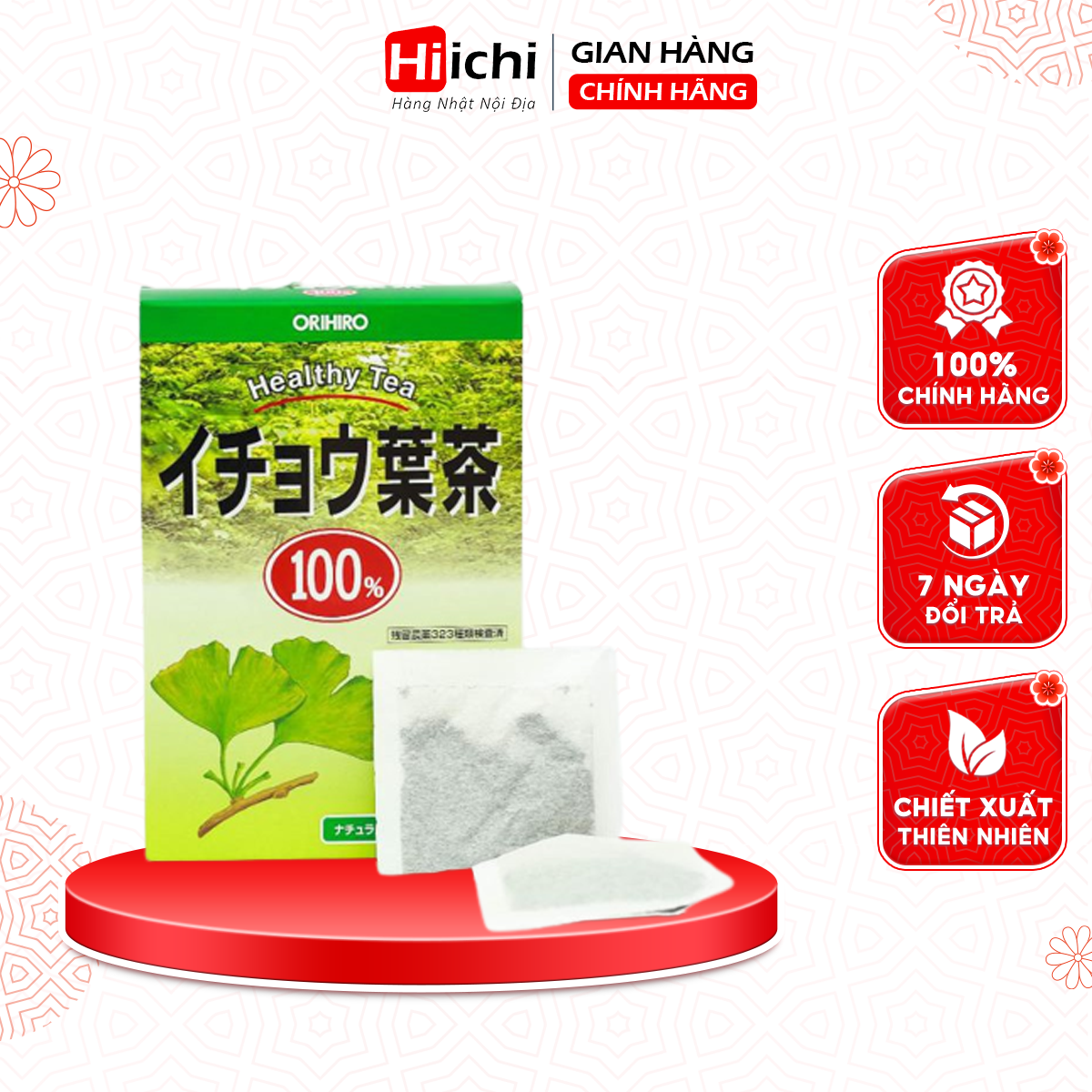 Trà lá bạch quả hỗ trợ trí nhớ Orihiro 26 gói