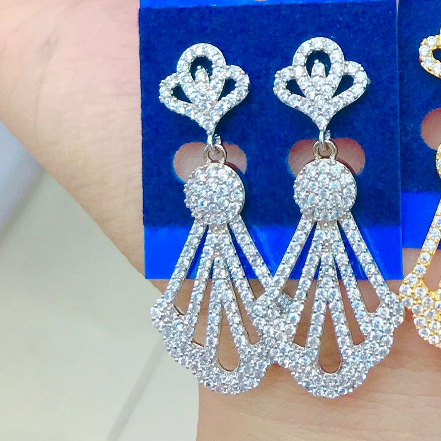 Bông tai vàng bạc tòn teng 1 đính đá sang trọng- BT862210 Juri Shop - Chất Liệu Lõi Bạc Pha Cao Cấp - Cam Kết Không Đen, Không Dị Ứng