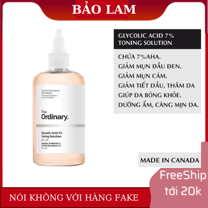 [HCM][Bill HÀN] Nước hoa hồng Toner tẩy da chết 240ml Glycolic Acid 7%  Toning Solution The Ordinary