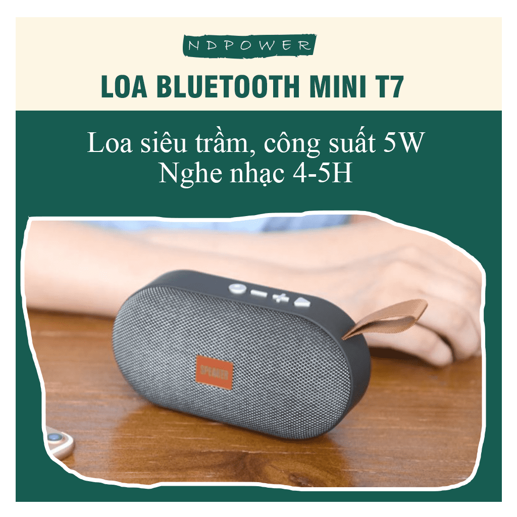 Loa bluetooth Mini TAT Loa không dây di động công suất 5W Hệ thống âm thanh 3D Hỗ trợ FM thẻ nhớ TF chính hãng