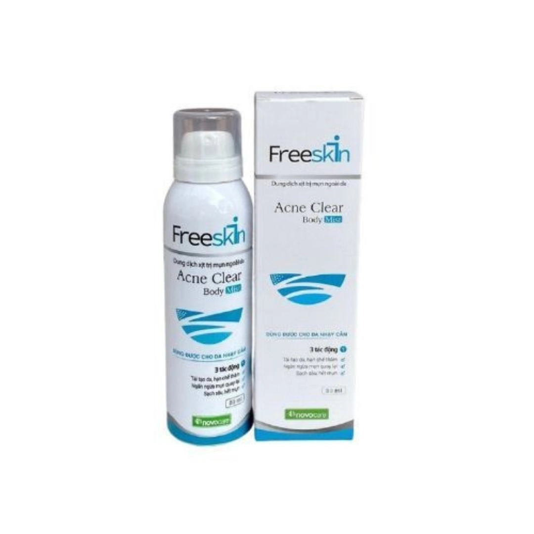 [80mL] Xịt Mụn Lưng Freeskin Body Mist Forte Mờ Thâm Sáng Da| Bs Việt Hà Da Liễu khuyên dùng