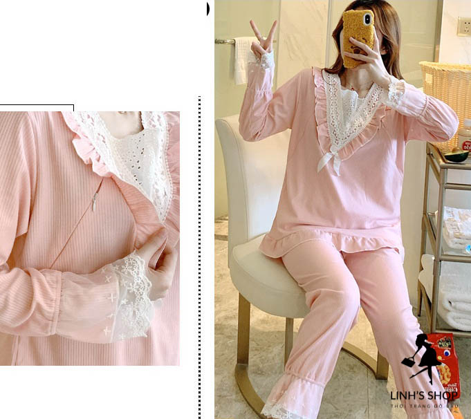Set quần áo bầu và sau sinh dài tay saq63