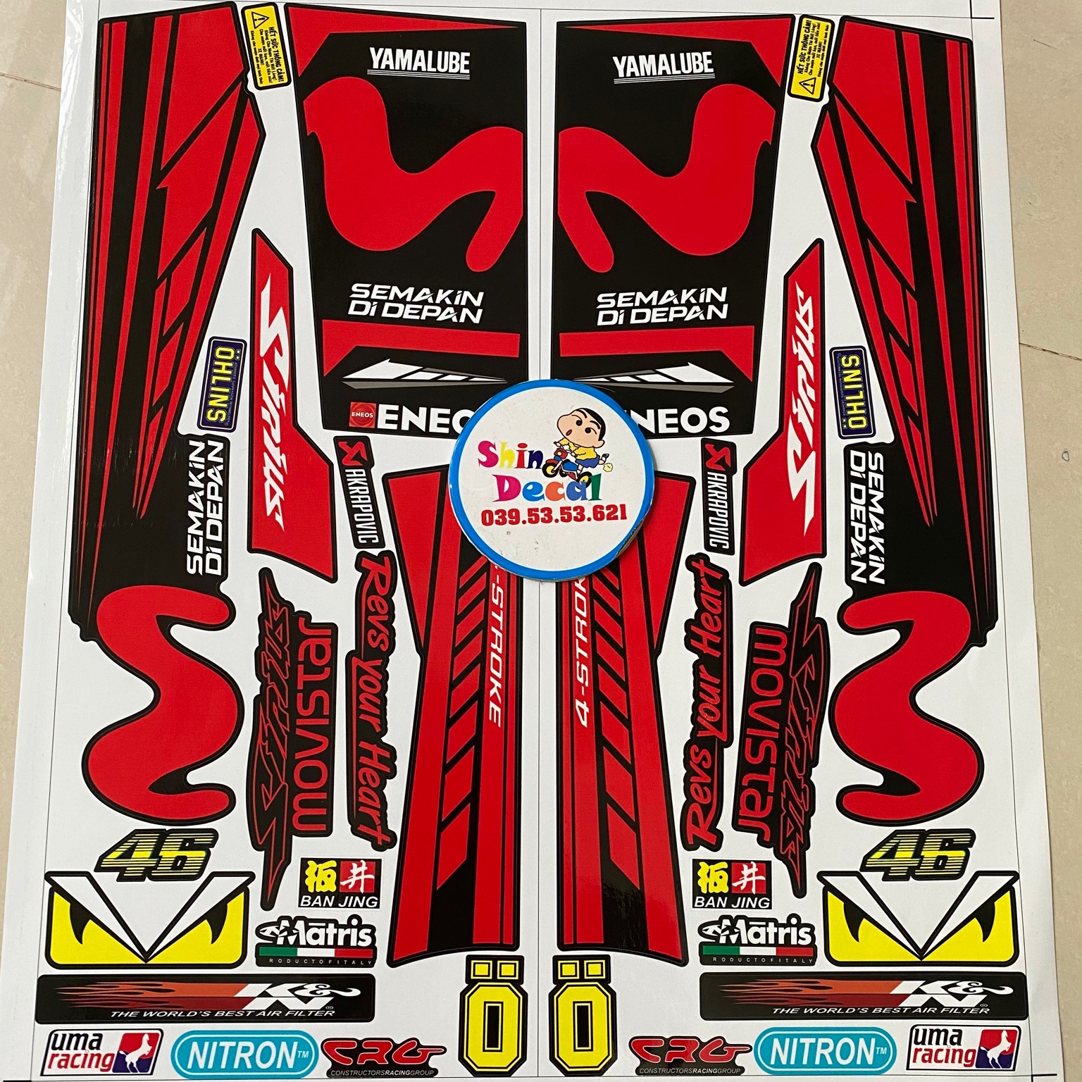 [ QUÍ KHÁCH VUI LÒNG MANG TEM RA TIỆM CHO THỢ DÁN] TEM RỜI Sirius Movistar đỏ đen dán xe đen decal xịn