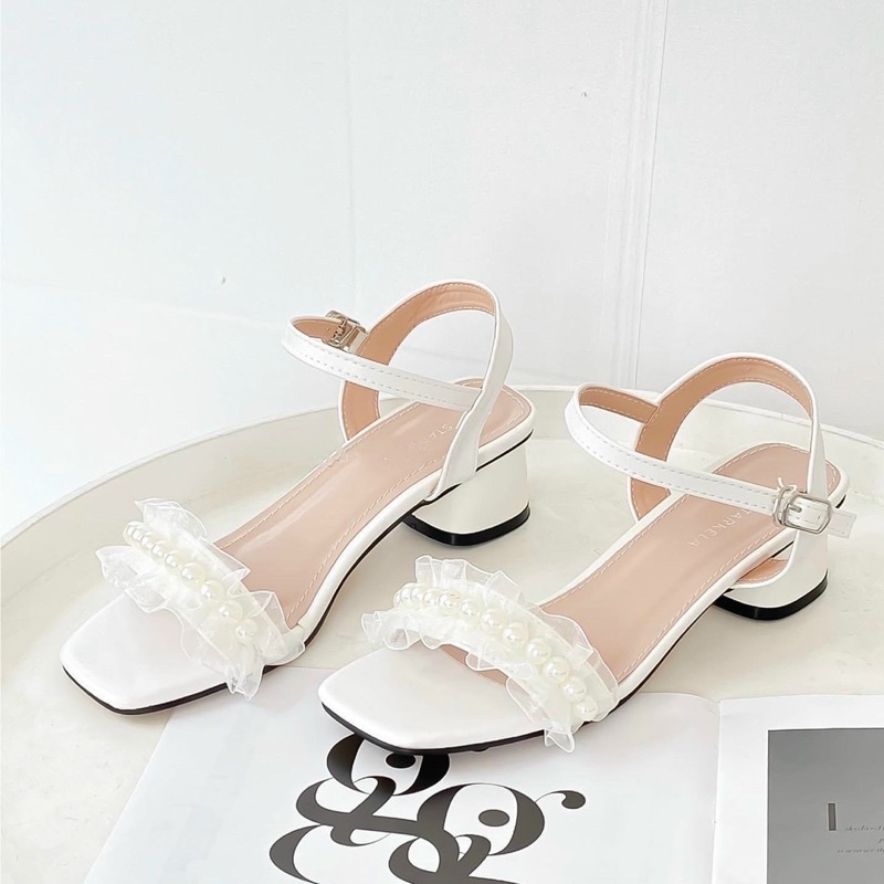 Giày cao gót nữ quai ngang gót vuông 3 phân, giày sandal nữ quai hậu