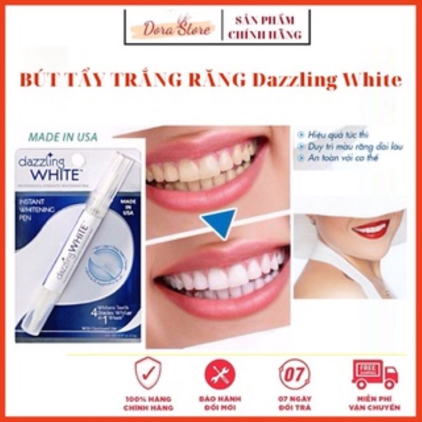 Bút Tẩy Trắng Răng SIÊU TỐC Dazzling White Mỹ và Cao lá cây trắng răng Lào làm trắng răng, tẩy mảng bám, cao răng, tinh chất làm trắng răng, khử mùi hôi miệng· Giảm ố vàng, xỉn màu hiệu quả bật tông gấp 4 ông