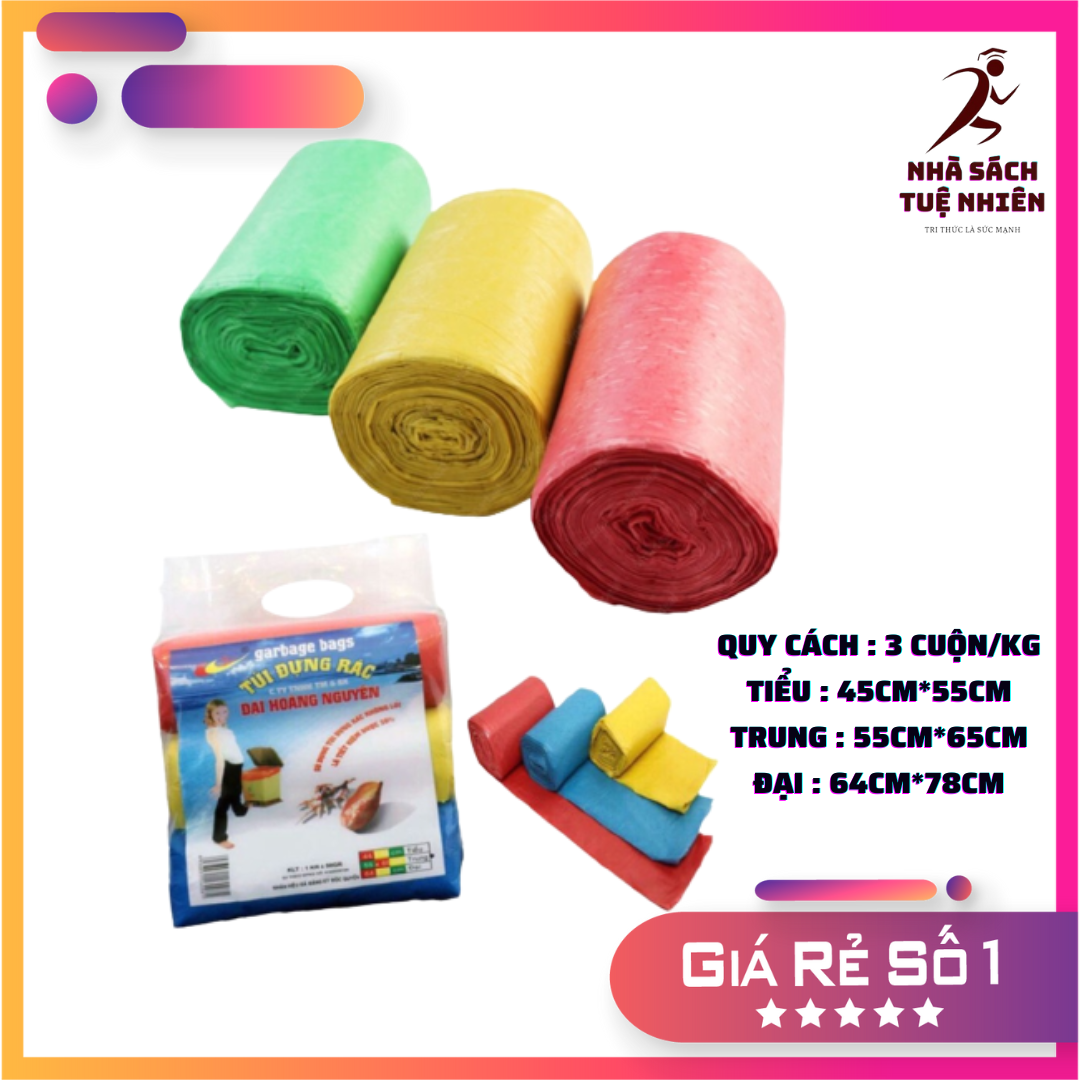 Bao rác 3 cuộn màu đủ size tiểu trung đại 3 cuộn/1 gói/1kg túi rác 3 cuộn màu