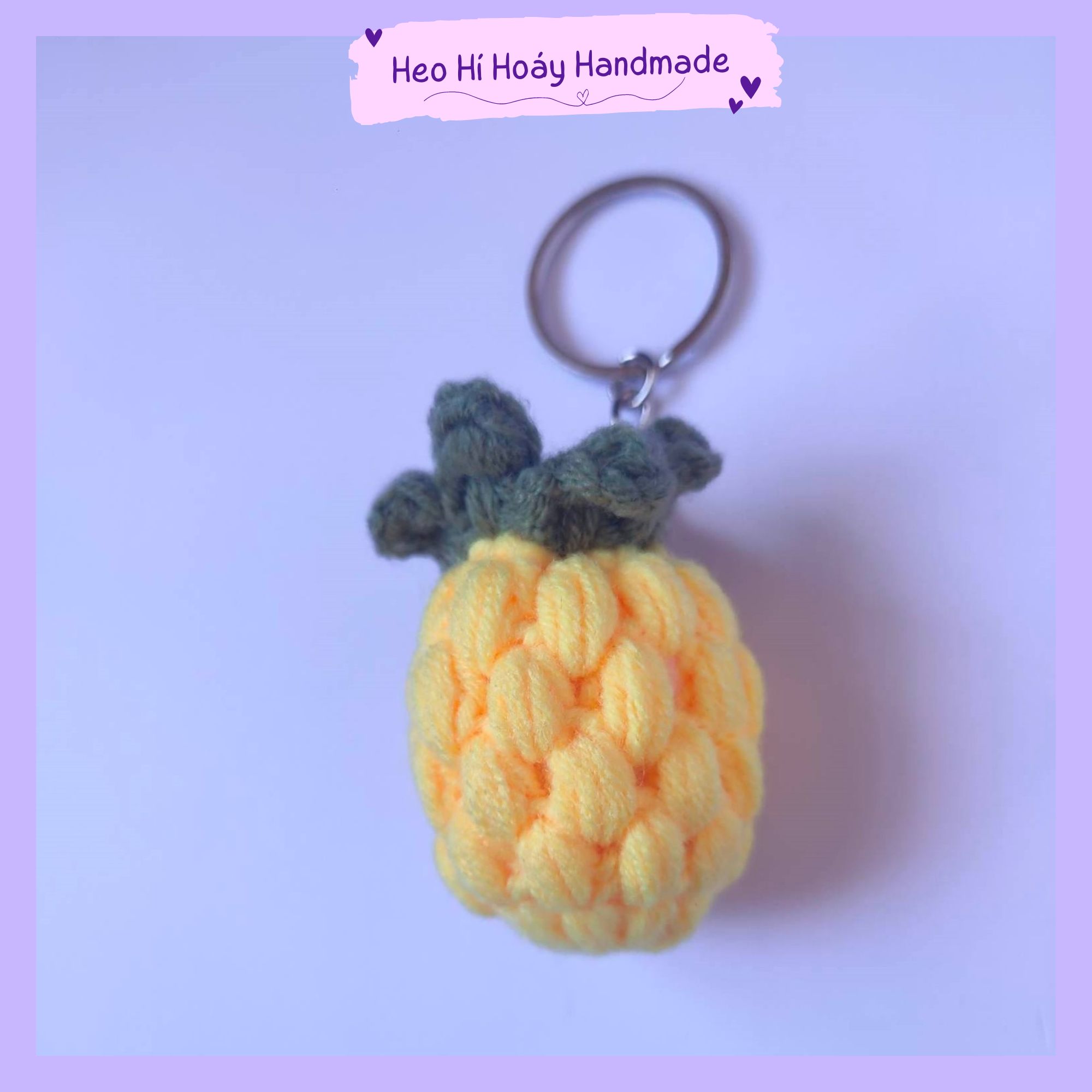 Móc khóa quả dứa bằng len by heo hí hoáy