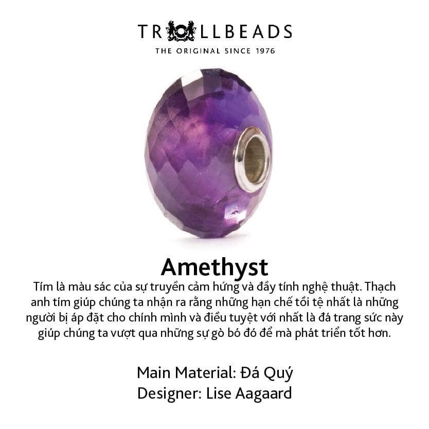 Trollbeads đá quý tự nhiên amethyst