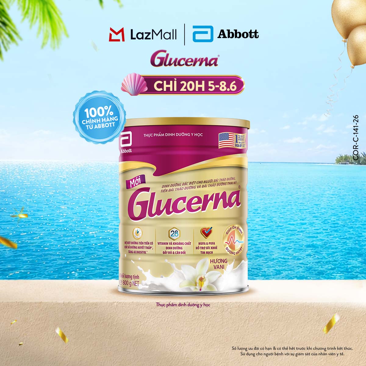 [CHỈ 20H 05-08.06 GIÁ TỐT MUA NGAY-SLCH] Sữa bột Glucerna hương vani 800g