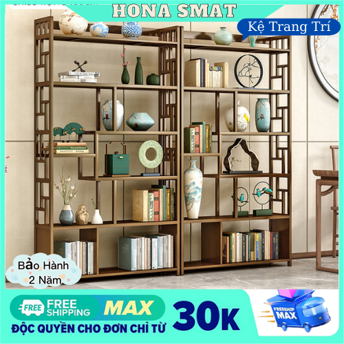 Kệ Trưng Bày , Tủ trưng bày, Kệ sách, Kệ trang trí phòng khách cổ, Kệ gỗ tre 100%, HONA SMART