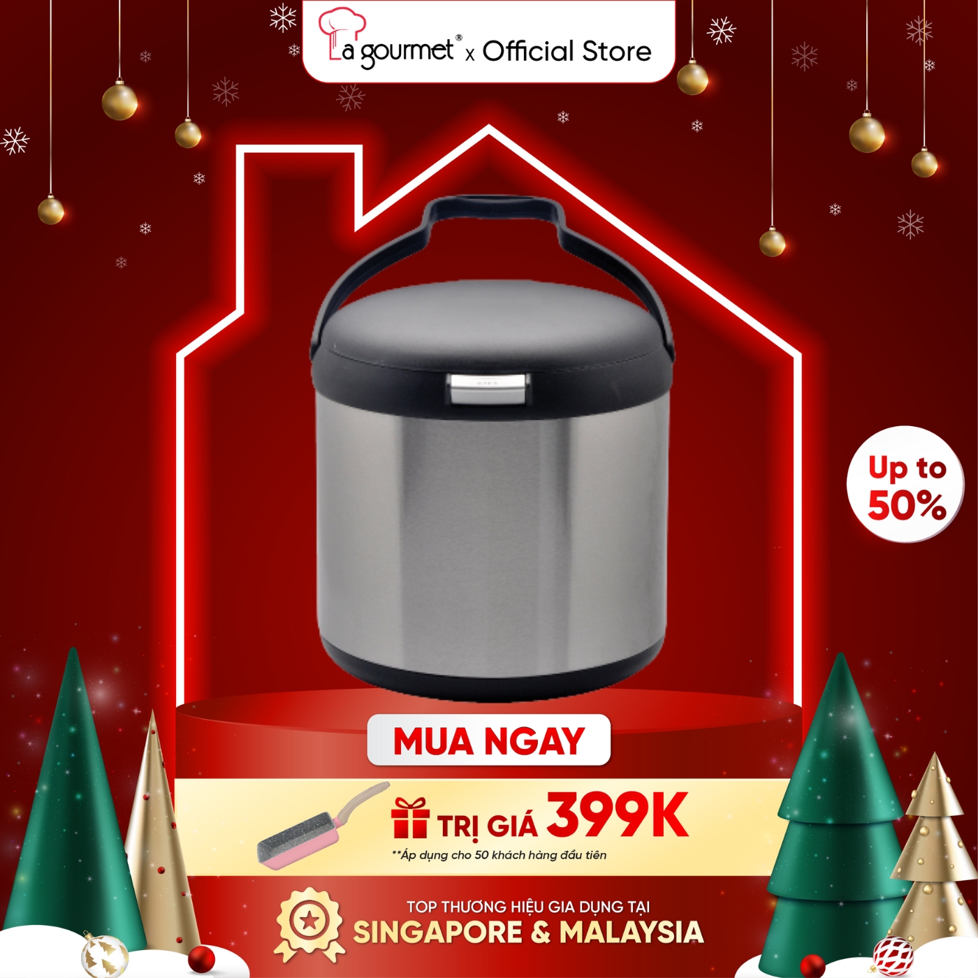  Nồi ủ giữ nhiệt La gourmet 4.5L MỸ và SINGAPORE  nấu chậm làm mềm đa năng giữ nóng 6-8h Lạnh 12h dùng cho 3-4 người sử dụng bếp từ lòng nồi Inox 304 cao cấp chính hãng bảo hành 1 năm an toàn sức khỏe chứng nhận FDA đoạt giải thưởng người tiêu dùng 326065 