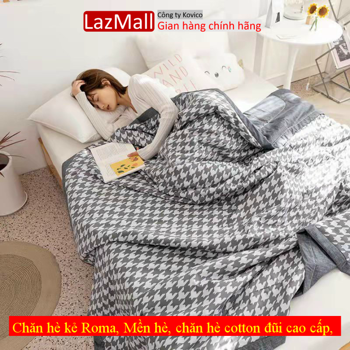 Chăn hè kẻ Roma, Mền hè, chăn hè cotton đũi cao cấp, chăn hè siêu mềm mịn
