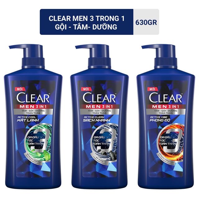 Dầu gội đầu Clear Men chai 630g