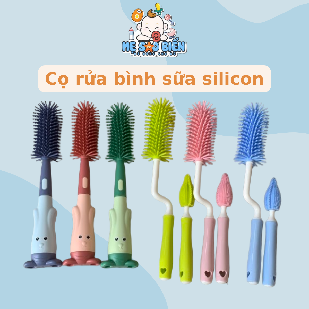 Cọ rửa bình sữa silicon 3 chi tiết