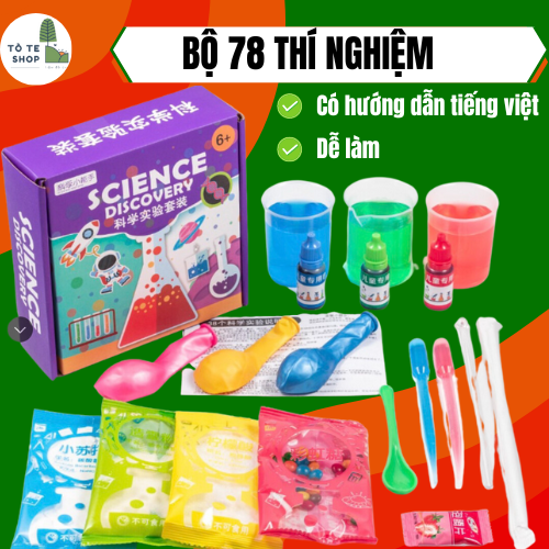 Bộ 78 thí nghiệm khoa học vật lý, hóa học cho bé khám phá khoa học có hướng dẫn tiếng việt CH350