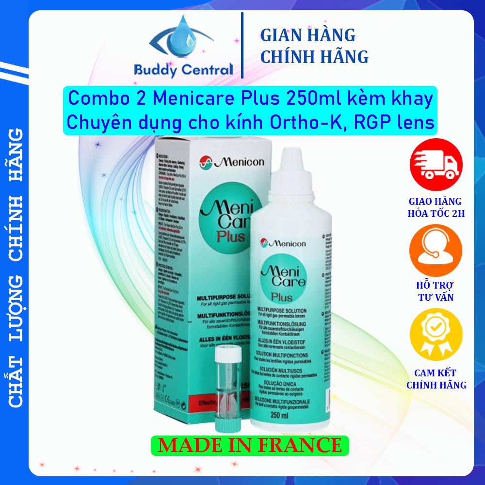 Combo 2 dung dịch ngâm rửa lens kính áp tròng MeniCare Plus 250ml - Buddy Central