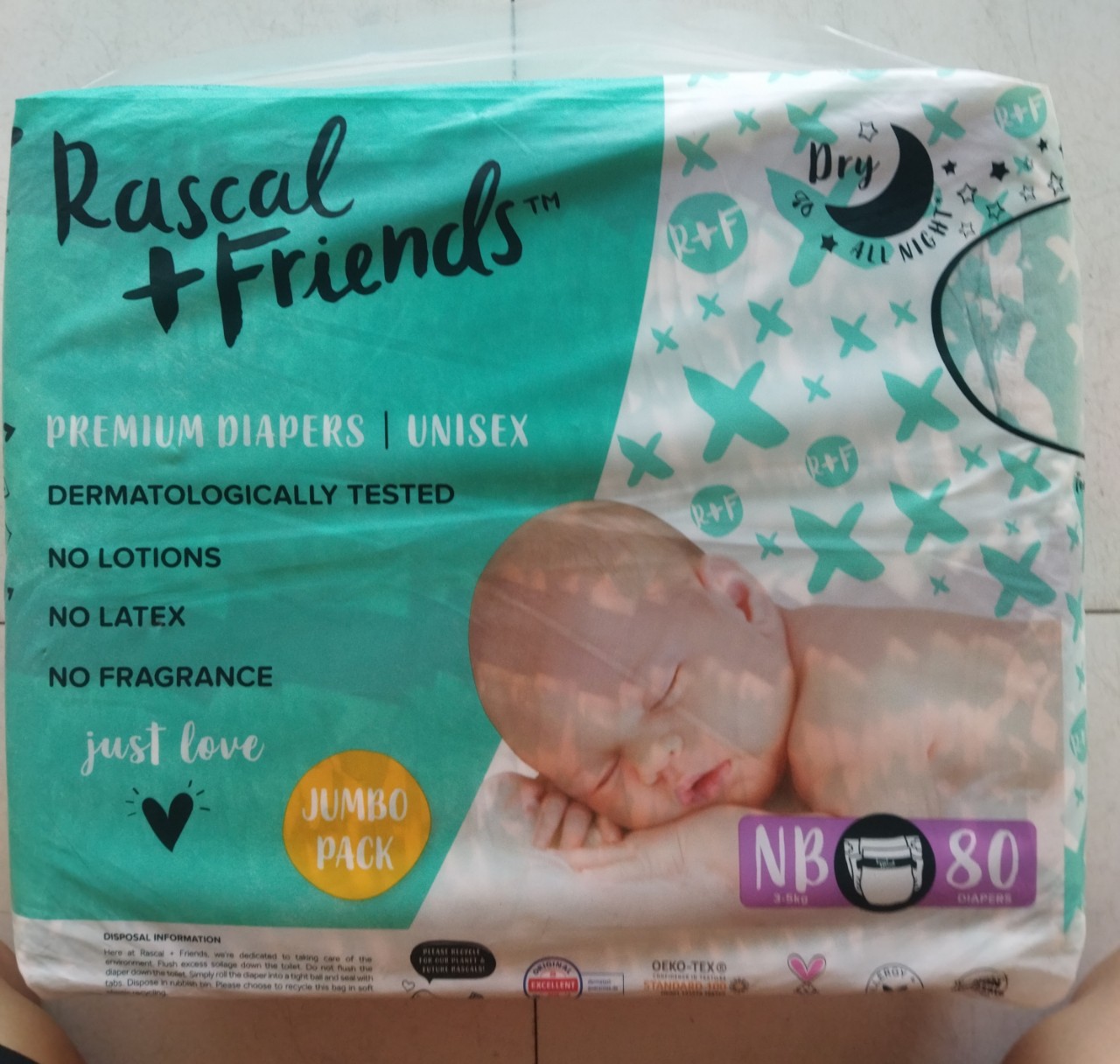 Bỉm/Tã dán Rascal & Friends size NB80 miếng dành cho sơ sinh