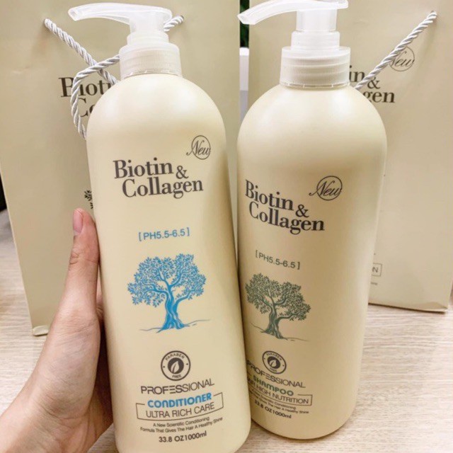 Dầu Gội  Biotin Collagen Trắng Giúp Phục Hồi Chống Rụng tóc 1000 Ml
