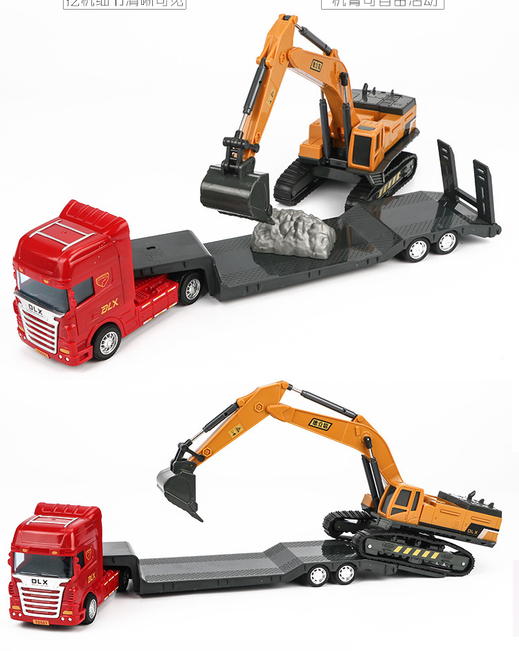 Xe đồ chơi mô hình xe đầu kéo xe xúc (gồm 2 xe) chất liệu nhựa ABS an toàn, chi tiết sắc sảo kích thước lớn